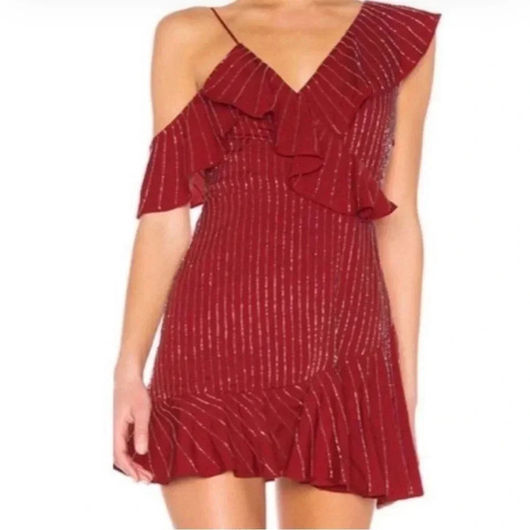 Revolve Lovers + Friends Jenny red beaded ruffle mini dress - Picture 1 of 8